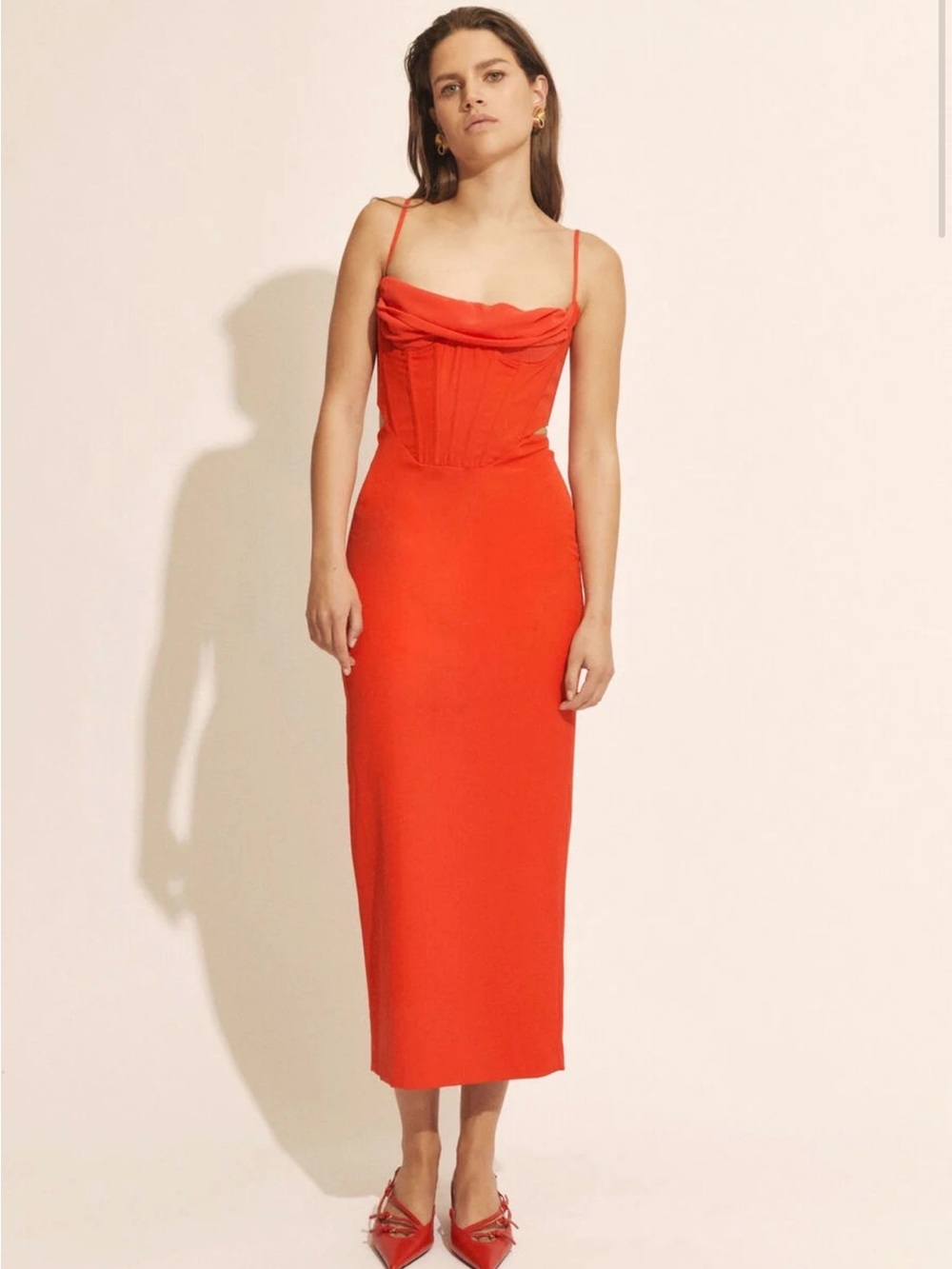 Bardot Strapless Red Corset Dress